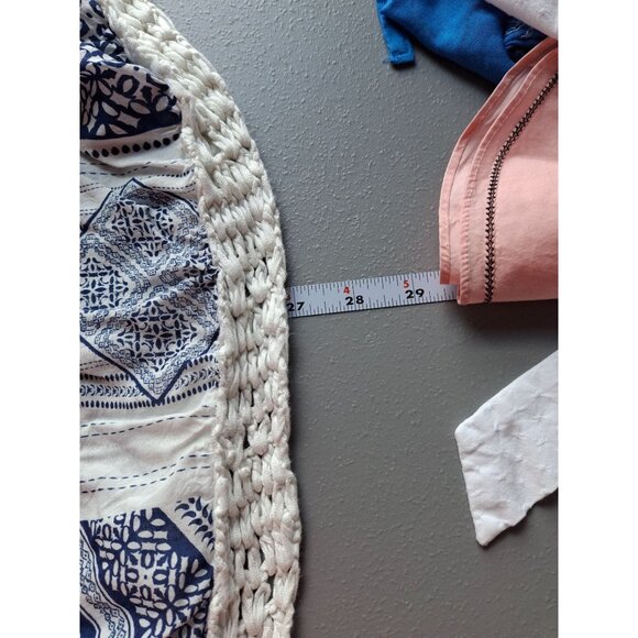 Chicos Crochet Trim Pullover Tunic Poncho Tassels Women's XL Blue White Boho - Picture 8 of 8